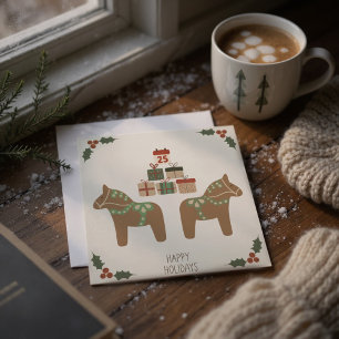 Dala Horse Scandinavian Christmas Card
