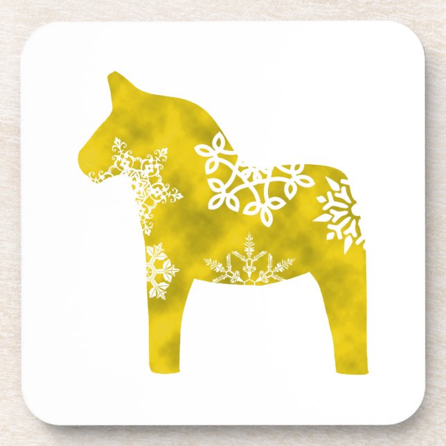 Dala Horse Snowflake Drink Coaster (Front)