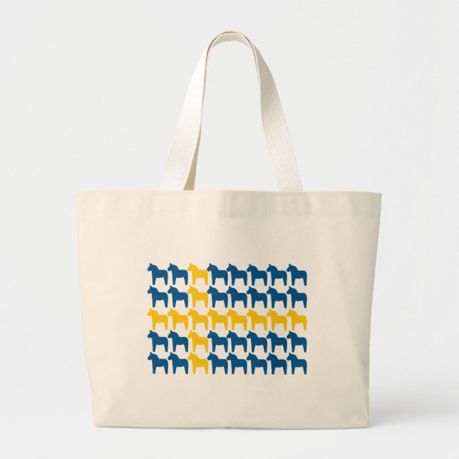 Dala Horse Sweden Flag Large Tote Bag (Front)