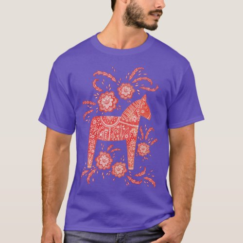 Dala Horse Swedish Designs  T_Shirt