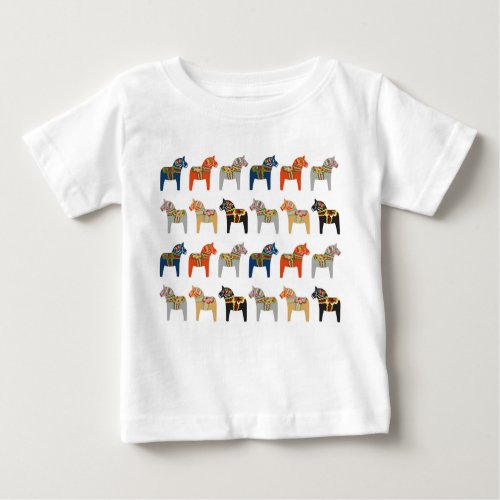 Dala Horse Swedish Folk Art Pattern Baby T_Shirt
