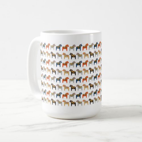 Dala Horse Swedish Folk Art Pattern Coffee Mug