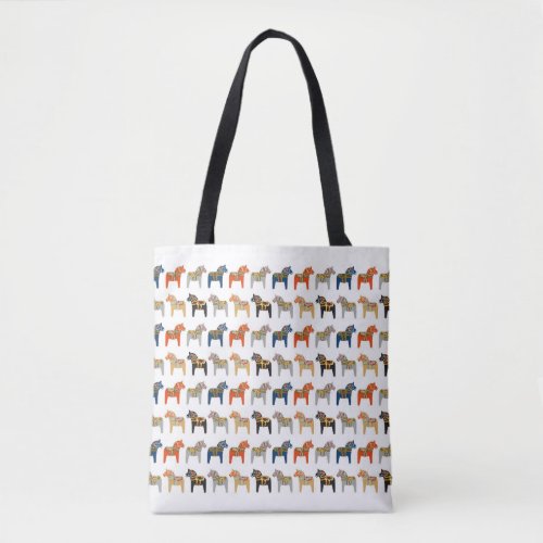 Dala Horse Swedish Folk Art Pattern Tote Bag