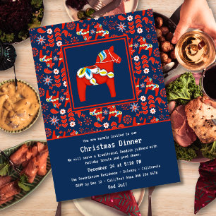 Dala Horse Swedish Julbord Christmas Dinner Invitation