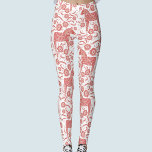 Dala Horse Swedish Red and White Pattern Leggings<br><div class="desc">Dala or Dalecarlian Horse pattern in red and white.  Swedish folk style design.</div>