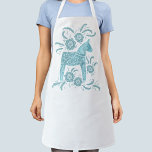 Dala Horse Teal Green and White Swedish Design Apron<br><div class="desc">A Swedish Dala Horse design in fresh teal green for fans of Scandinavian tradition.</div>