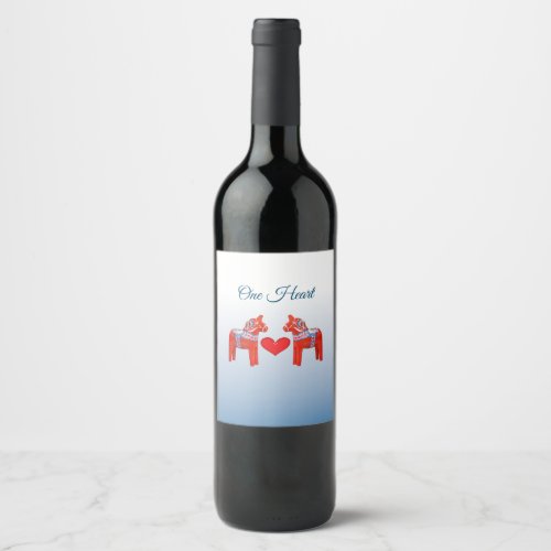 Dala Horse Twin Scandinavian Folk Art with Heart Wine Label