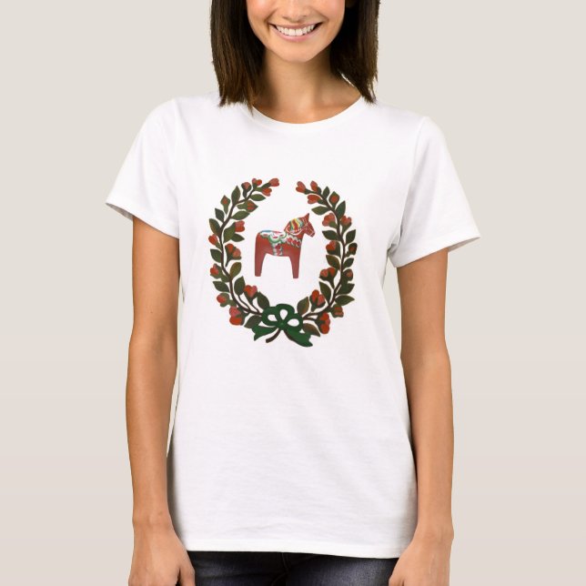 Dala Horse Wreath T-Shirt (Front)
