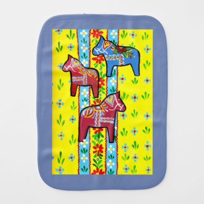 Dala Horses Baby Burp Cloth