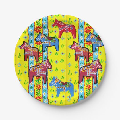 Dala Horses Paper Plate