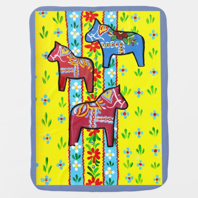 Dala Horses Receiving Blanket (Front)