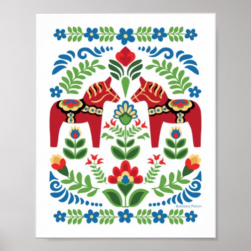 Dala Horses Red Poster