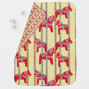 Dala Horses Swaddle Blanket