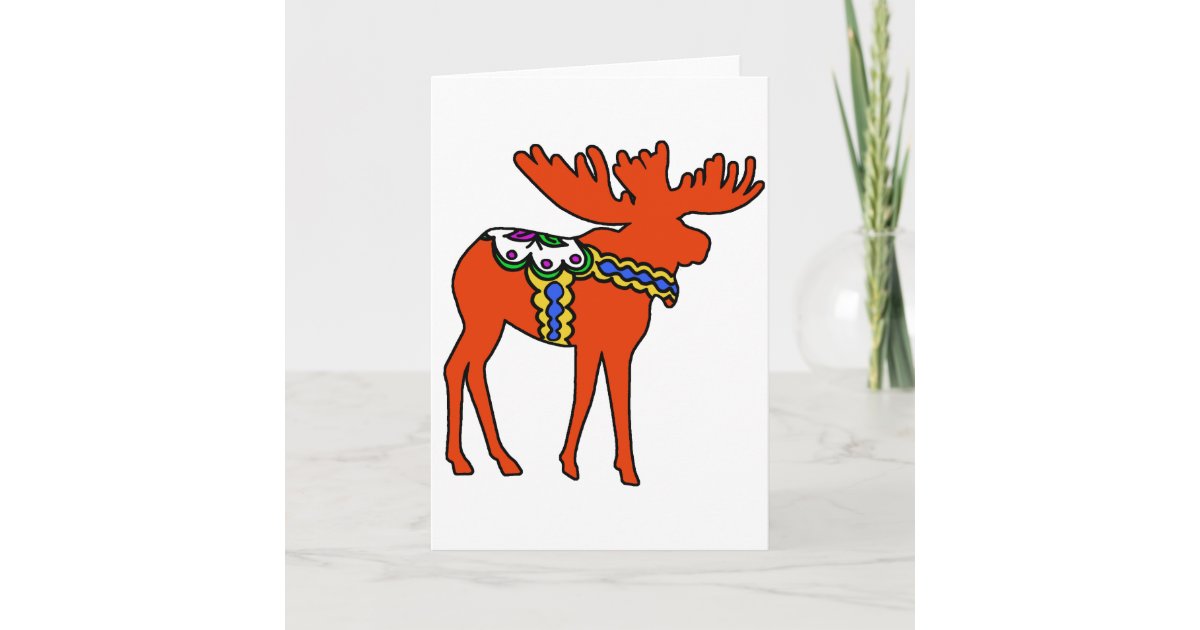 Dala Moose Holiday Card | Zazzle