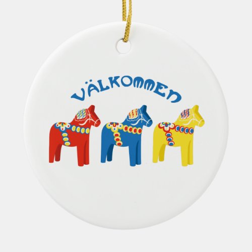 Dala Valkommen Horses Ceramic Ornament