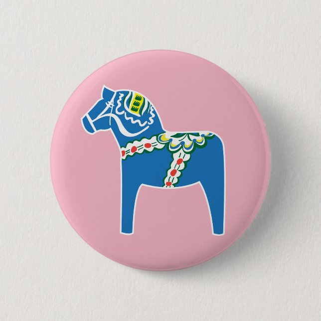 Dalahäst | Dala horse blue Button (Front)