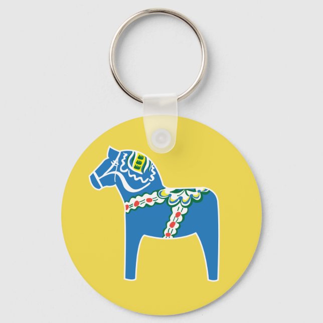 Dalahäst | Dala horse blue Keychain (Front)