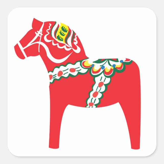 Dalahäst | Dala horse Square Sticker (Front)