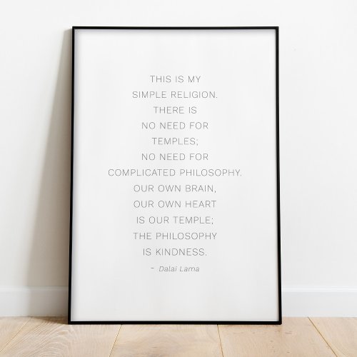 Dalai Lama Kindness Quote Poster