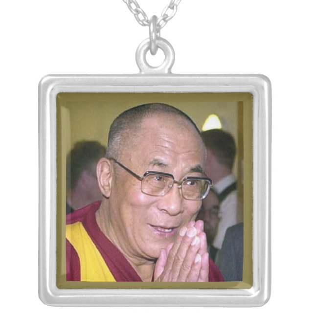 Dalai Lama Tenzin Gyatso 14th Dalai Lama Silver Plated Necklace (Front)