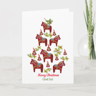 Dala's and Dogs Christmas Tree Card