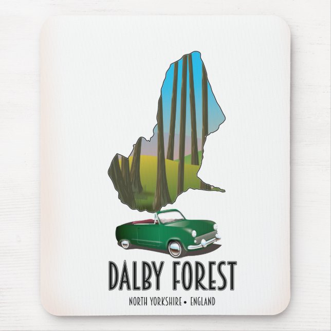 Dalby Forest North Yorkshire travel map Mouse Pad (Front)