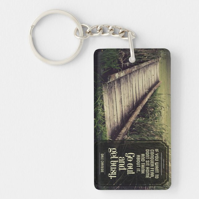 Dale Carnegie Inspirational Quote "Get busy" Keychain (Front)