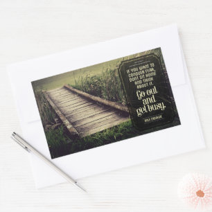 Dale Carnegie Inspirational Quote "Get busy" Rectangular Sticker