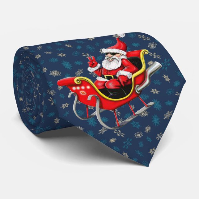 Dale Christmas Collection Peace Santa in Sleigh Neck Tie (Rolled)