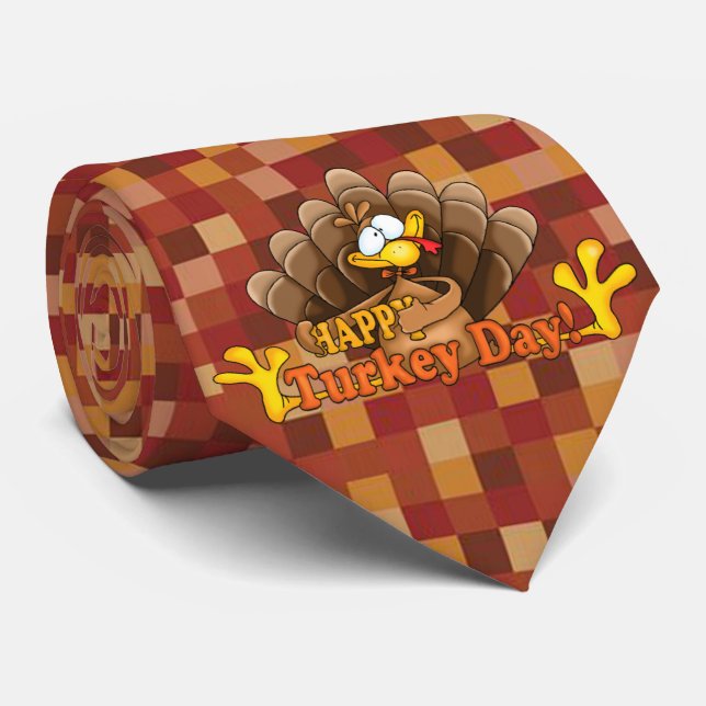 Dale Happy Turkey Day Fall Colors Neck Tie (Rolled)