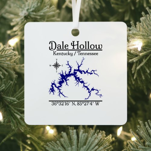 Dale Hollow Lake Kentucky Tennessee Metal Square Ornament