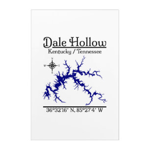 Dale Hollow Lake Kentucky Tennessee Nautical Map A Acrylic Print