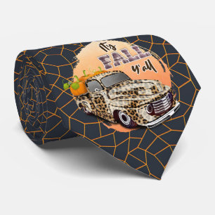 Dale It's Fall Y'all on Black & Orange Neck Tie