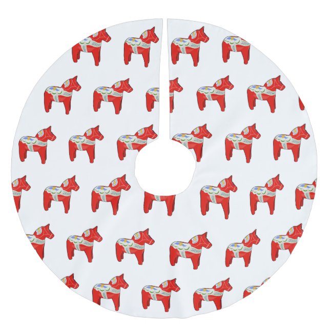 Dalecarlian horse brushed polyester tree skirt (Front)