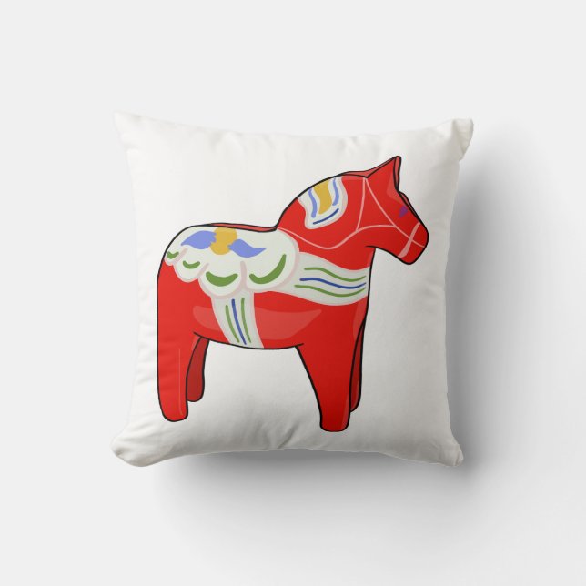 Dalecarlian horse throw pillow (Front)
