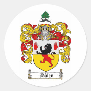 DALEY FAMILY CREST - DALEY COAT OF ARMS CLASSIC ROUND STICKER