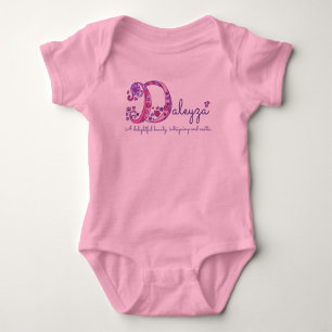 Daleyza girls name meaning monogram baby romper