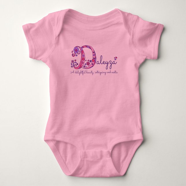Daleyza girls name meaning monogram baby romper (Front)