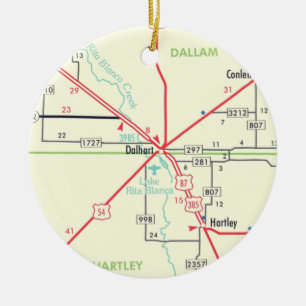 Dalhart TX Map Ceramic Ornament