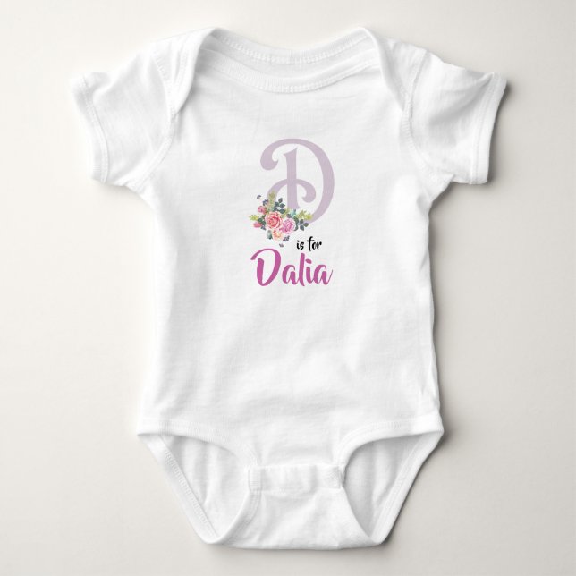 Dalia Name Baby Outfit Letter D Romper Floral Girl (Front)
