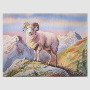 Dall Sheep Ram on a Majestic Mountain Decoupage Tissue Paper