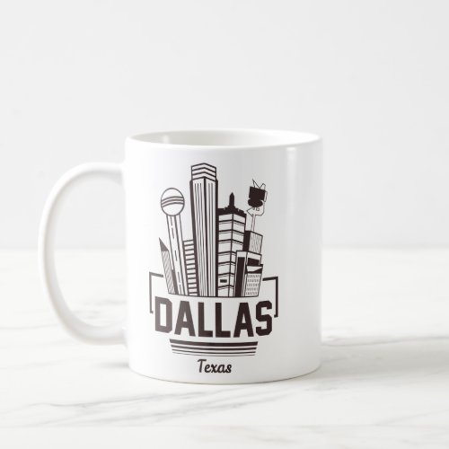 Dallas Arizona USA City Skyline Silhouette Outline Coffee Mug