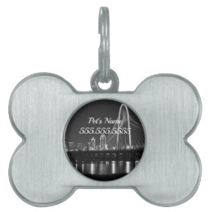 Dallas Bridge View Grayscale Pet ID Tag