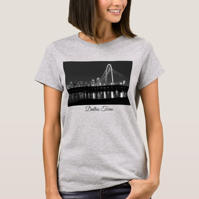 Dallas Bridge View Grayscale T-Shirt (Front)