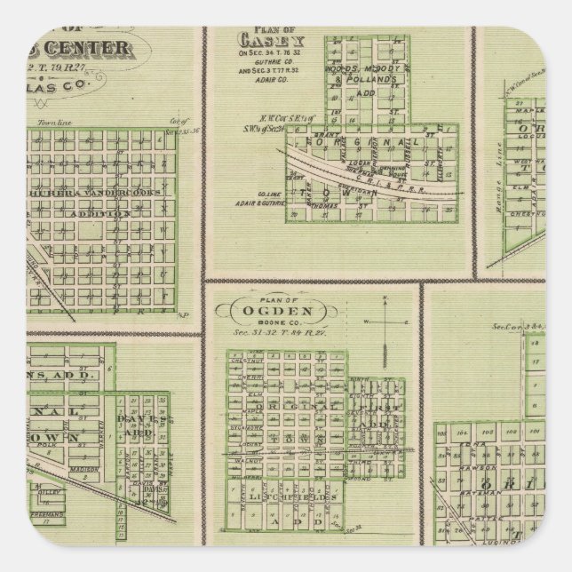 Dallas Center, Casey, DeSoto, Dexter Square Sticker (Front)