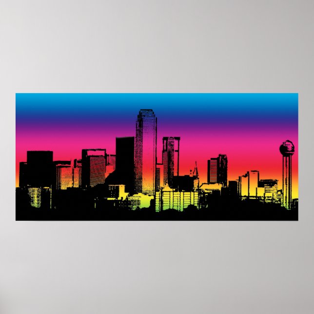 Dallas Color Skyline Poster (Front)