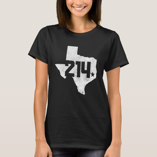 Dallas County 214 Area Code Texas Sate Map Pride 2 T-Shirt