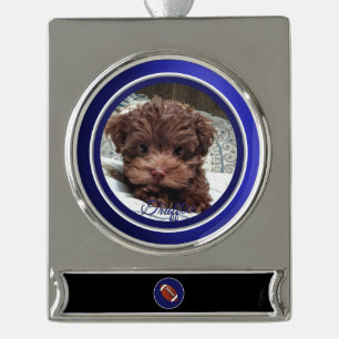 Dallas Dog Fan Customizable Silver Plated Banner Ornament