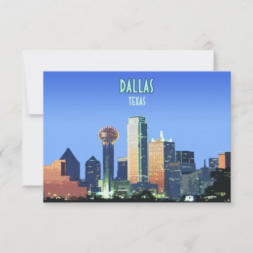 Dallas Downtown Texas Vintage Flat Card