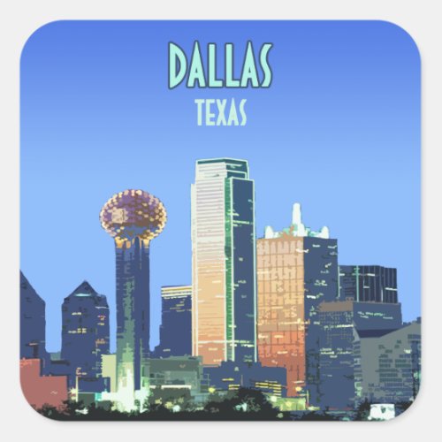 Dallas Downtown Texas Vintage Square Sticker